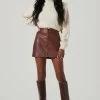 Tracy Faux Leather Front Zip Skirt -Chic Outfit Shop ACS9101 BROWN 2