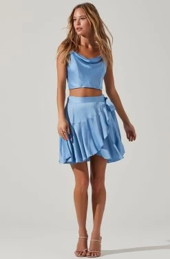 Ellery Ruffle Mini Skirt 20 Ellery Ruffle Mini Skirt -Chic Outfit Shop ACS9122 SKYBLUE 1