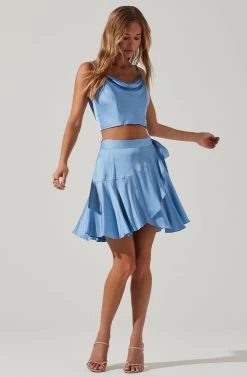 Ellery Ruffle Mini Skirt 22 Ellery Ruffle Mini Skirt -Chic Outfit Shop ACS9122 SKYBLUE 2