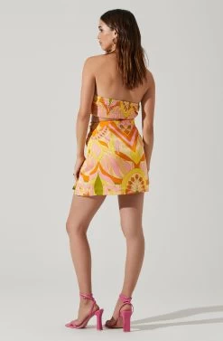 Arza Abstract Print Mini Skirt 12 Arza Abstract Print Mini Skirt -Chic Outfit Shop ACS9124 PINKORANGEMULTI 5