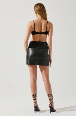 Ezra Faux Leather Mini Skirt -Chic Outfit Shop ACS9135 BLACK 5
