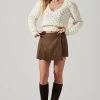 Theodora Pleated Mini Skirt -Chic Outfit Shop ACS9141 BROWN 1