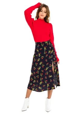 Chic Outfit Shop -Chic Outfit Shop ACS923B NAVY CHERRY PRINT 01