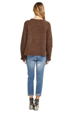 Lexie Side Tie Knit Sweater -Chic Outfit Shop ACT12352 BROWN 03