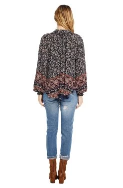 Clara Patterned Top 7 Clara Patterned Top -Chic Outfit Shop ACT12520 BLACK MULTI BORDER 3