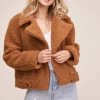Faux Shearling Moto Jacket -Chic Outfit Shop ACT13878 CARAMEL 3