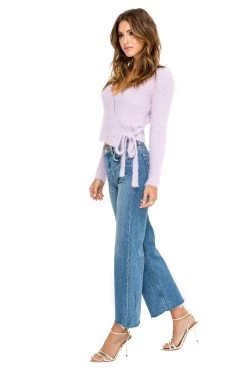 Wrap Front Fuzzy Sweater 13 Wrap Front Fuzzy Sweater -Chic Outfit Shop ACT15013 LAVENDER FROST 03