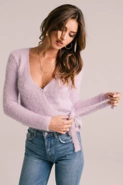 Wrap Front Fuzzy Sweater