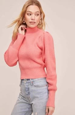 Lana Mock Neck Sweater 20 Lana Mock Neck Sweater -Chic Outfit Shop ACT15096 CORAL 1 6b2d439f 35a6 4e4a 90f3 d1d4f7315497