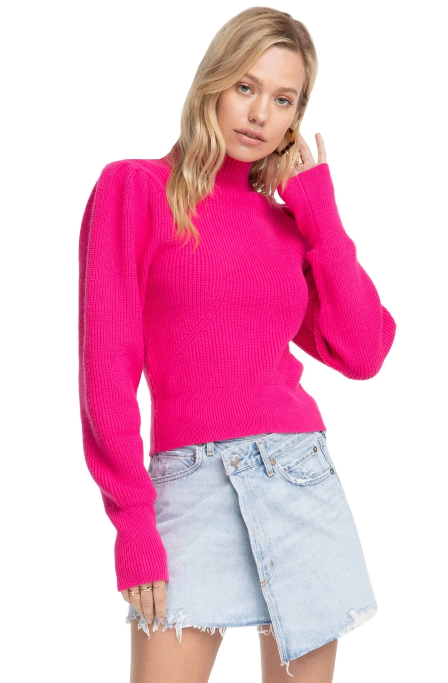 Mock Neck Puff Sleeve Sweater 3 Mock Neck Puff Sleeve Sweater
