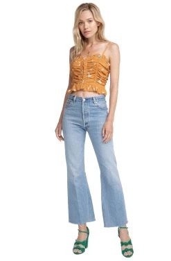 Riley Floral Crop Top -Chic Outfit Shop ACT15257 APRICOT FLORAL 1