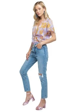 Cory Floral Bodysuit -Chic Outfit Shop ACT15310 ELECTRIC LILAC FLORAL 2