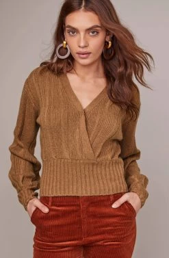 Evie Wrap Sweater -Chic Outfit Shop ACT15325 CAMEL 1