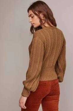 Evie Wrap Sweater -Chic Outfit Shop ACT15325 CAMEL 4