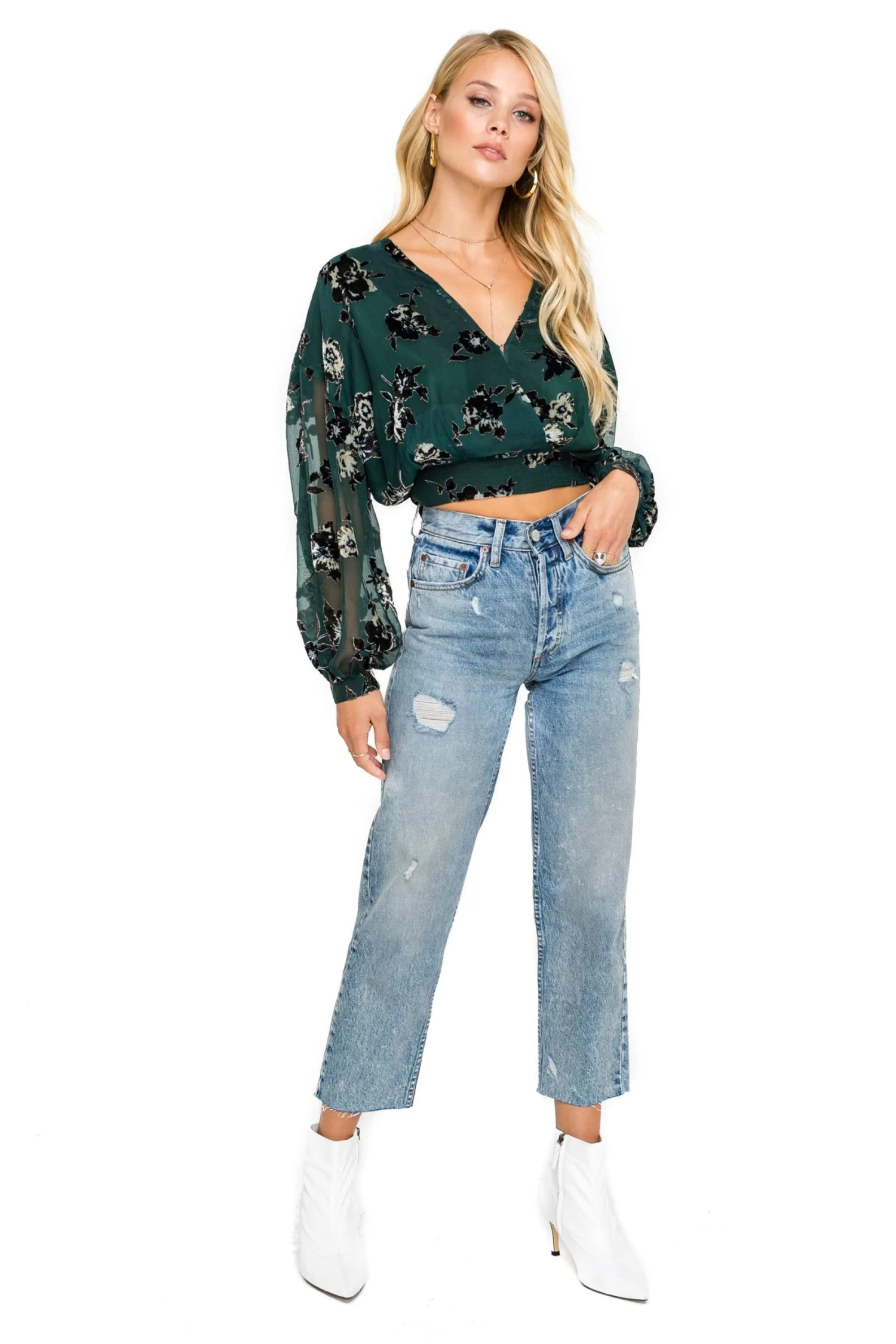 Tie Back Long Sleeve Wrap Blouse 4 Tie Back Long Sleeve Wrap Blouse - Image 2