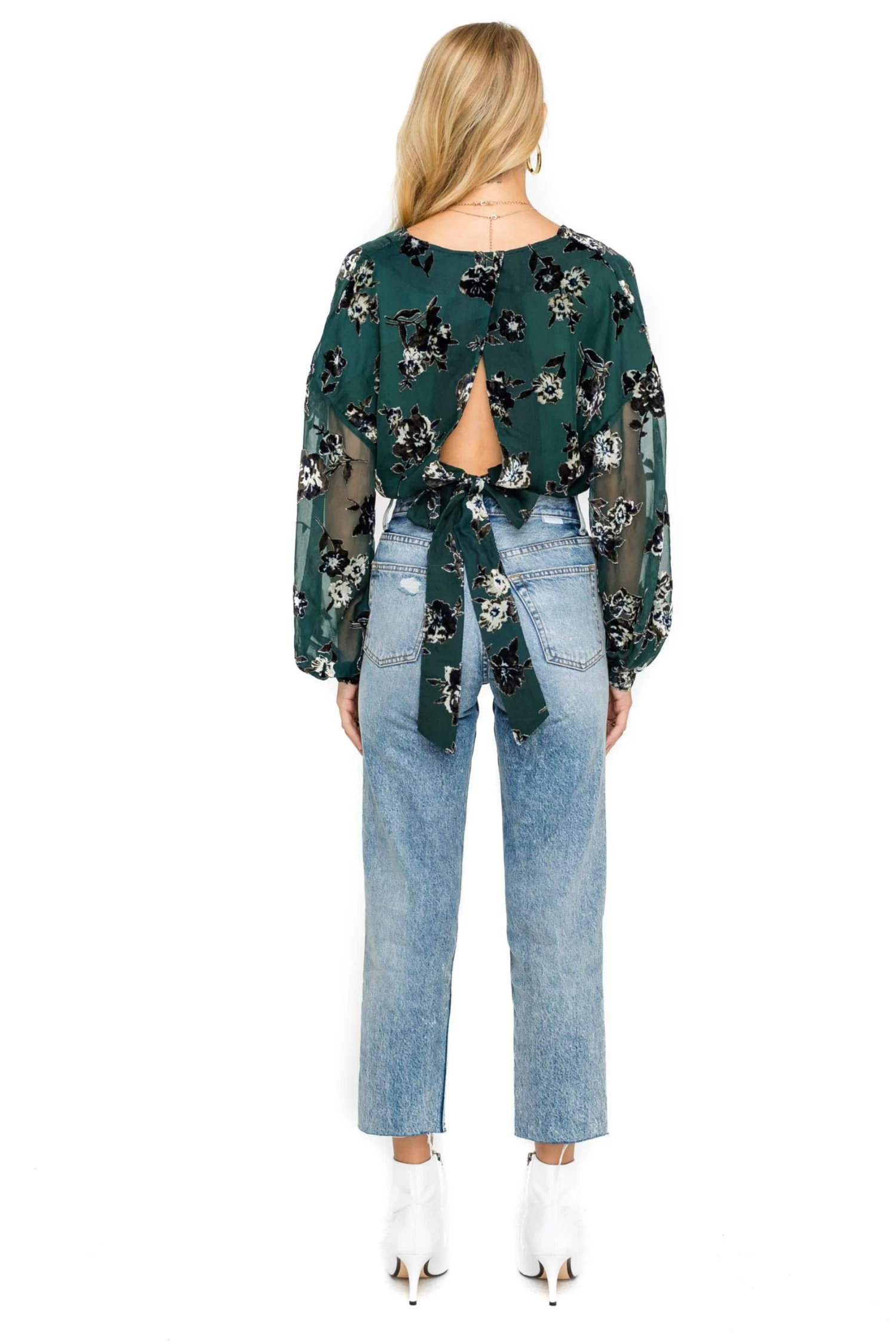 Tie Back Long Sleeve Wrap Blouse 6 Tie Back Long Sleeve Wrap Blouse - Image 4