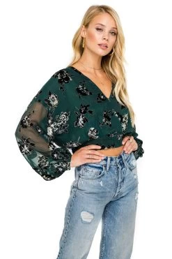Tie Back Long Sleeve Wrap Blouse