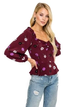 Long Sleeve Sweetheart Peplum Top