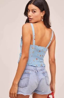 Claudia Floral Top -Chic Outfit Shop ACT15383 SKY BLUE PANSY 7A