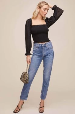 Teri Smocked Top -Chic Outfit Shop ACT15397B BLACK 1 c6d5c31e cd2a 4bbc 8828 4ce273c5b4a7