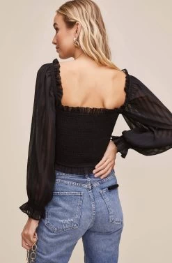 Teri Smocked Top -Chic Outfit Shop ACT15397B BLACK 4 e96fe374 bc9e 408a b707 ef45bc8ea657