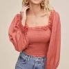 Teri Smocked Top -Chic Outfit Shop ACT15397B CORAL 2 0281d873 fd76 4d0b a935 92de3b9915f9