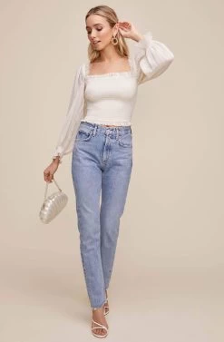 Teri Smocked Top -Chic Outfit Shop ACT15397B IVORY 1 2ef80fb7 3ace 446d b573 b585fc5f5965