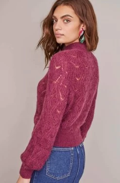Audra Pointelle Sweater 9 Audra Pointelle Sweater -Chic Outfit Shop ACT15454 PLUM 4A