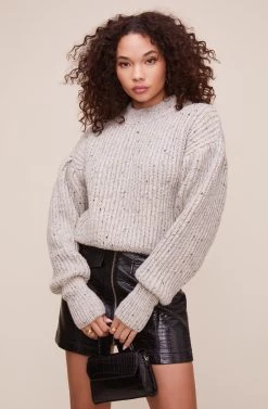 Regis Mock Neck Sweater 13 Regis Mock Neck Sweater -Chic Outfit Shop ACT15466C GRAY SPECKLE 2