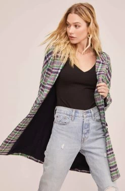 Keller Plaid Coat 11 Keller Plaid Coat -Chic Outfit Shop ACT15537B GREEN NAVY MULTI PLAID 3