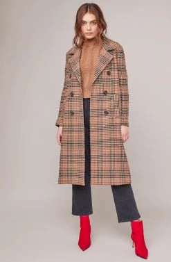 Vernon Plaid Coat -Chic Outfit Shop ACT15538 CHESTNUT PLAID 2A