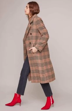 Vernon Plaid Coat -Chic Outfit Shop ACT15538 CHESTNUT PLAID 3A