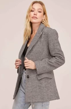 Arlo Blazer -Chic Outfit Shop ACT15554 BLACK WHITE HOUNDSTOOTH 3