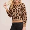 Tobin Leopard Print Sweater 1 Tobin Leopard Print Sweater -Chic Outfit Shop ACT15580 BROWN LEOPARD 2