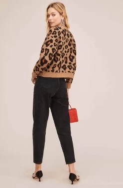 Tobin Leopard Print Sweater -Chic Outfit Shop ACT15580 BROWN LEOPARD 3