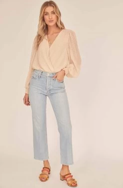Dixie Wrap Top Bodysuit -Chic Outfit Shop ACT15781B BUTTERMILK 1A