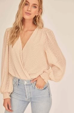 Dixie Wrap Top Bodysuit -Chic Outfit Shop ACT15781B BUTTERMILK 2A