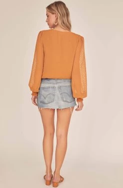 Dixie Wrap Top Bodysuit -Chic Outfit Shop ACT15781B GOLDEN HOUR 3A