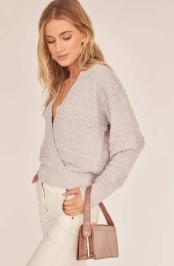 Madeline Wrap Sweater -Chic Outfit Shop ACT15840 LILAC 3A