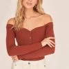 Miya Off Shoulder Bodysuit 2 Miya Off Shoulder Bodysuit -Chic Outfit Shop ACT15846 TOFFEE 2A