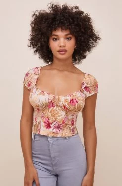 Gigi Smocked Tropical Print Top