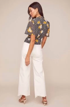 Rosie Floral Crop Top -Chic Outfit Shop ACT15910 BLACK MUSTARD FLORAL 3
