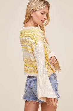 Thora Stripe Sweater 12 Thora Stripe Sweater -Chic Outfit Shop ACT15980 YELLOW NATURAL STRIPES 5