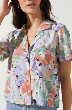Tourist Floral Button Down Top 9 Tourist Floral Button Down Top -Chic Outfit Shop ACT16041P CORALMULTI 2
