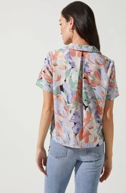 Tourist Floral Button Down Top 10 Tourist Floral Button Down Top -Chic Outfit Shop ACT16041P CORALMULTI 3