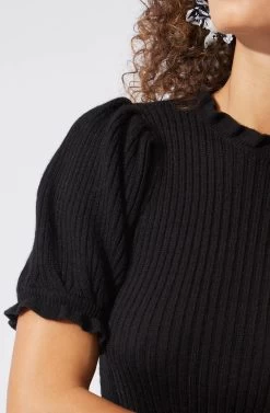 Caitlyn Short Sleeve Sweater 14 Caitlyn Short Sleeve Sweater -Chic Outfit Shop ACT16091 BLACK 3