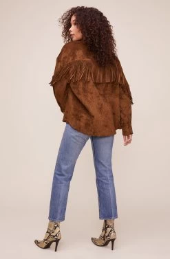 Etta Fringe Jacket -Chic Outfit Shop ACT16123 BROWN 5