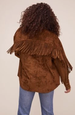 Etta Fringe Jacket -Chic Outfit Shop ACT16123 BROWN 6