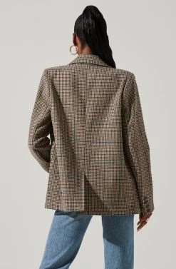 Harlow Plaid Blazer 11 Harlow Plaid Blazer -Chic Outfit Shop ACT16133W BROWN GREENPLAID 4