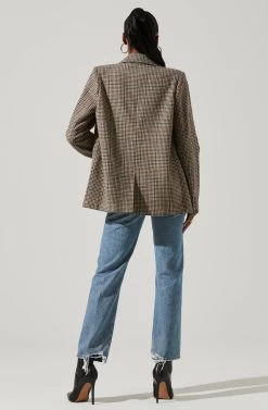 Harlow Plaid Blazer 10 Harlow Plaid Blazer -Chic Outfit Shop ACT16133W BROWN GREENPLAID 5